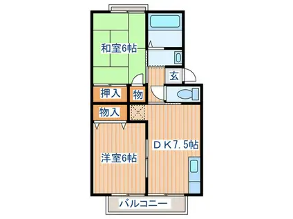 トゥインクルコート文化町7番館(2DK/1階)の間取り写真