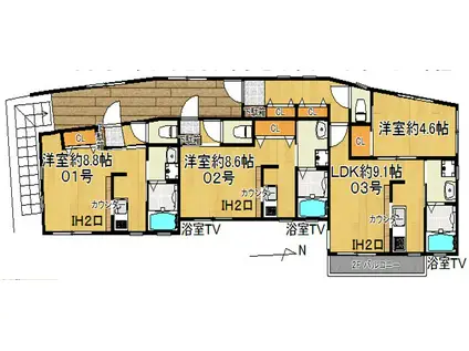 クラージュM(1K/2階)の間取り写真