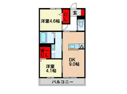 GRASS FIELDS(2DK/2階)の間取り写真