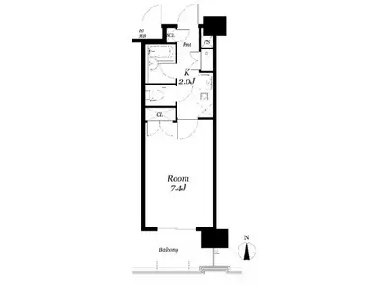 アーバンスクエア郡山(1K/6階)の間取り写真