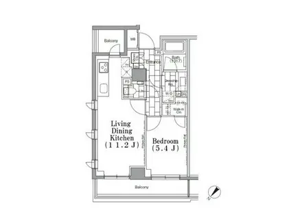 ワンルーフフラット月島(1LDK/3階)の間取り写真
