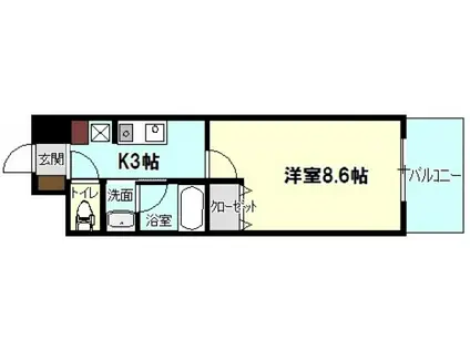 リバーサイドテラス(1K/3階)の間取り写真