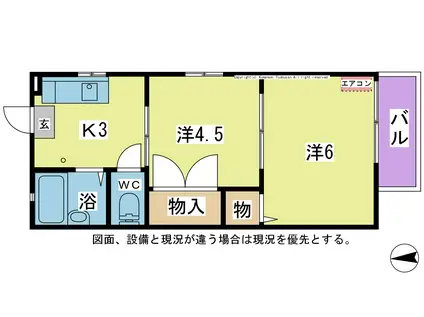MASTSヴェル(1K/2階)の間取り写真