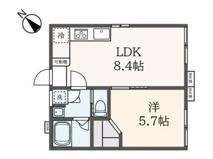相鉄本線 希望ケ丘駅 徒歩16分 2階建 築38年(1LDK/2階)の間取り写真