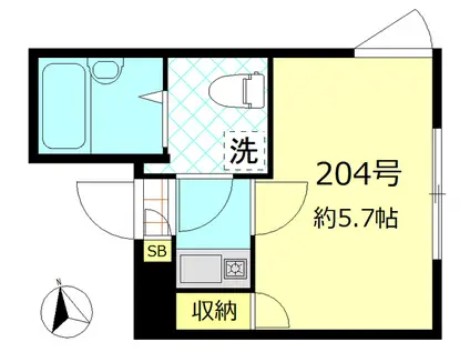 プリムローズ大森(1K/2階)の間取り写真