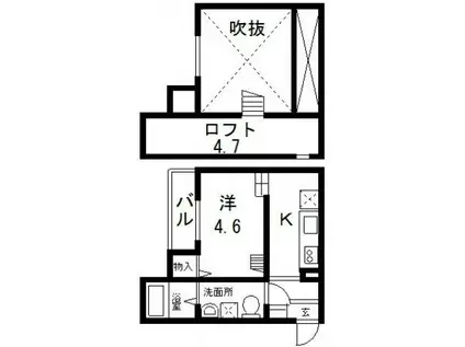シャンティ長瀬(1K/2階)の間取り写真