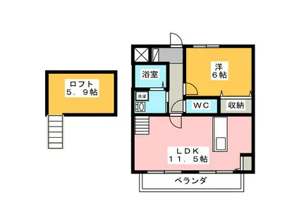 セピアコート(1LDK/2階)の間取り写真