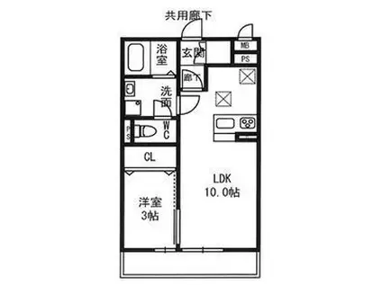 プロムナード II棟(1LDK/2階)の間取り写真