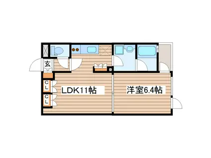 シティ連坊II(1LDK/2階)の間取り写真