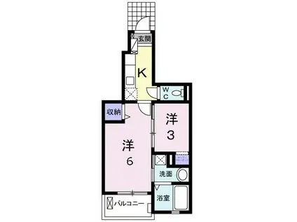ウィンドミルヤマト(1K/1階)の間取り写真