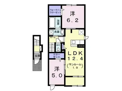 ヴェントセレーノII(2LDK/2階)の間取り写真