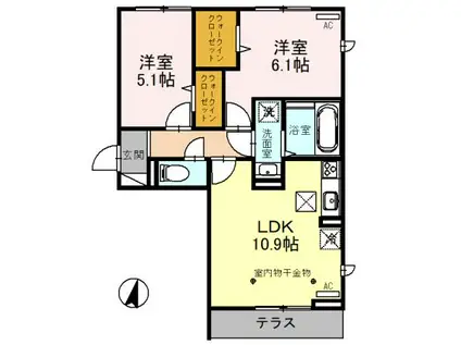 ル クレール(2LDK/1階)の間取り写真
