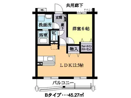 ジョヴィアル(1LDK/4階)の間取り写真