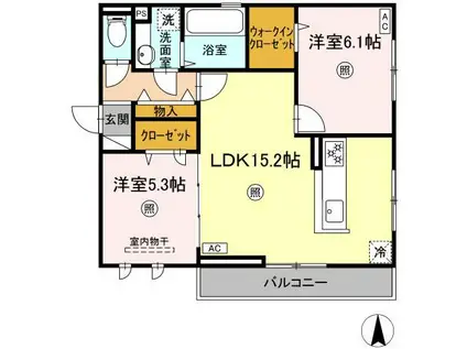 D-RESENA 宮崎駅東(2LDK/2階)の間取り写真