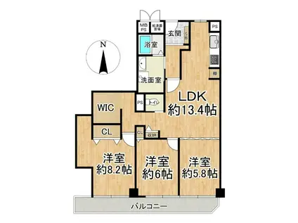 日商岩井池田マンション(3LDK/3階)の間取り写真