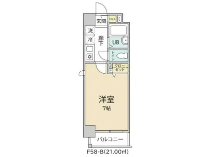クオーレプロバンス南行徳II(1K/6階)の間取り写真
