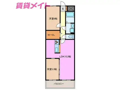 アンシャンテ(2LDK/3階)の間取り写真