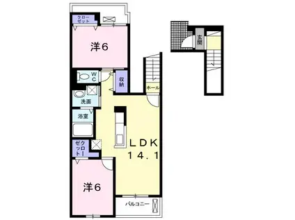 メブキヒルズ メイビス(2LDK/2階)の間取り写真