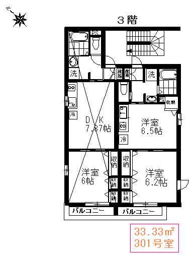マンション ストーリア巣鴨(1DK/3階)の間取り写真