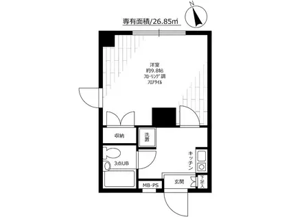 シティコート用賀(1K/1階)の間取り写真