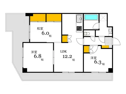ポニクレール比治山(3LDK/5階)の間取り写真