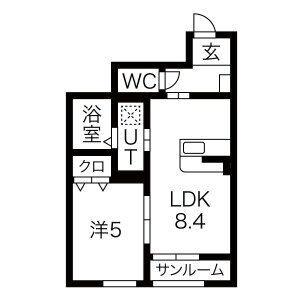 セレッソ袖野田(1LDK/1階)の間取り写真