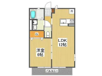 アロア―ジュII(1LDK/1階)の間取り写真