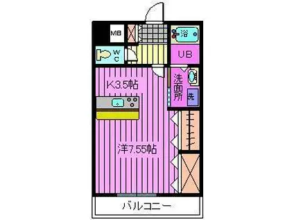 カーサ・グランデ(1K/5階)の間取り写真