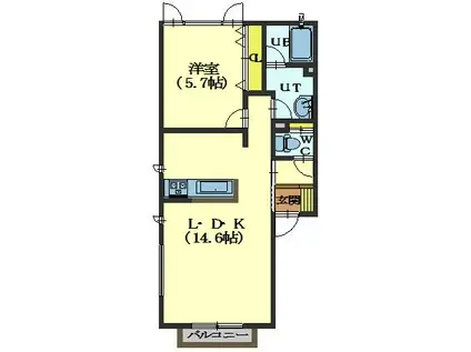 メゾンSAMS(1LDK/2階)の間取り写真