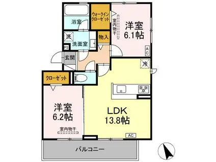 スターブル幸加II(2LDK/3階)の間取り写真