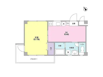 サンハイム四つ木(1DK/2階)の間取り写真