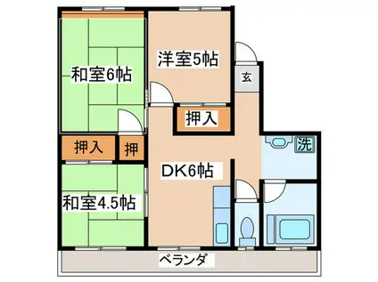 コーポ新堀(3DK/3階)の間取り写真