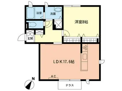 ハイツプラムウッズII(1LDK/1階)の間取り写真