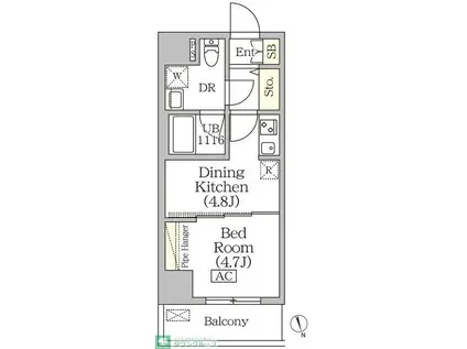 BRICK RESIDENCE 築地明石町(1DK/5階)の間取り写真