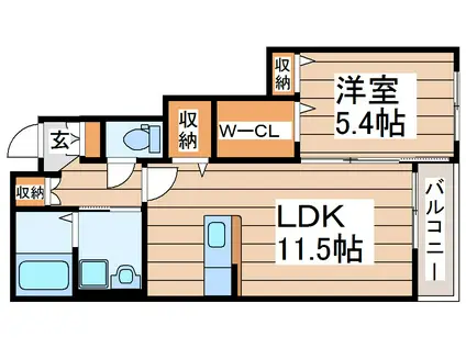 仙台市地下鉄南北線 長町一丁目駅 徒歩30分 2階建 築4年(1LDK/1階)の間取り写真
