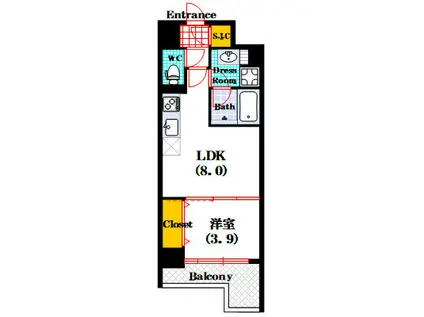 クロスレジデンス阿波座駅前(1LDK/11階)の間取り写真
