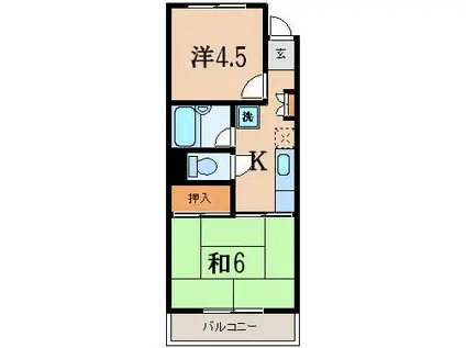 ドムスシーハイル(2K/1階)の間取り写真