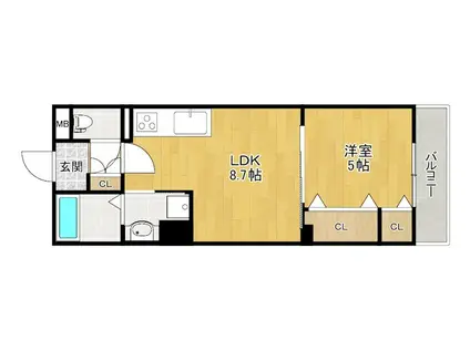 クリエオーレ倉治(1LDK/3階)の間取り写真