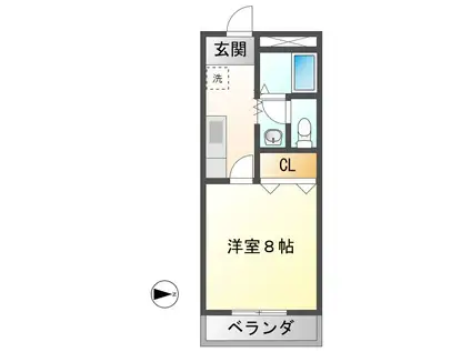 ラビットストリートII(1K/2階)の間取り写真