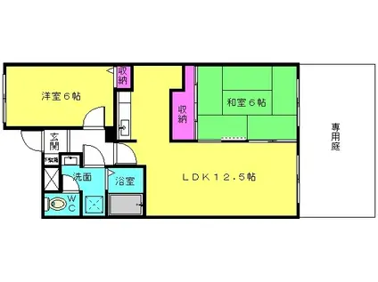 パレウイング(2LDK/1階)の間取り写真