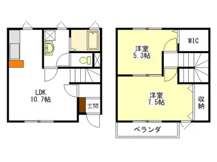 メゾン ソレイユ A棟・B棟・C棟・D棟(2LDK/1階)の間取り写真