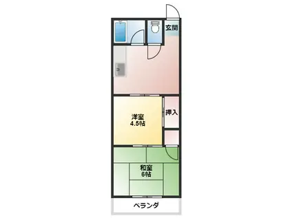 コーポ津田沼(2DK/1階)の間取り写真