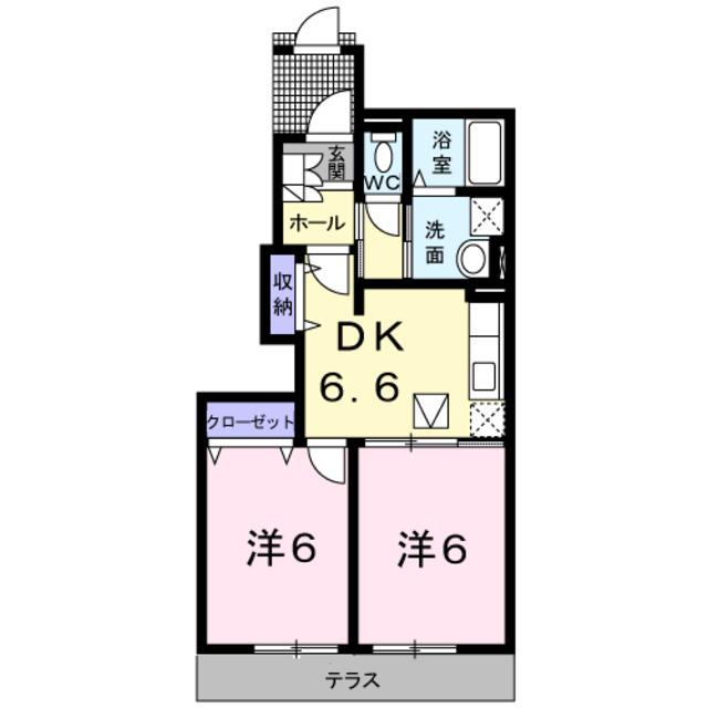 ブライトヒルズB(2DK/1階)の間取り写真