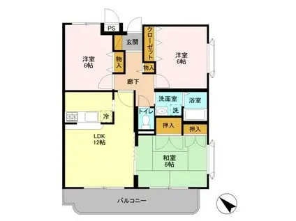 プレシオス(3LDK/2階)の間取り写真