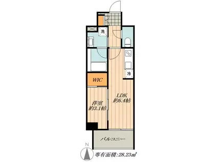 TENAS亀島(1DK/6階)の間取り写真