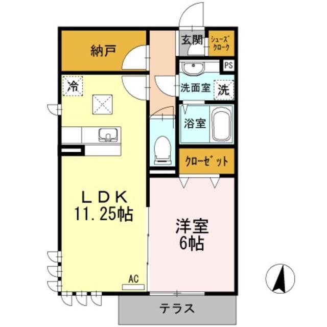 クレール ド ルネ(1LDK/1階)の間取り写真