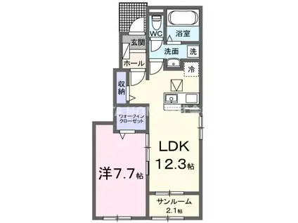 カーサ K ラスタ(1LDK/1階)の間取り写真