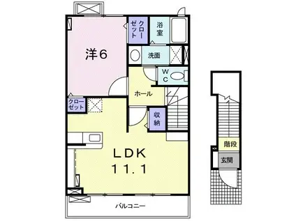 ラリュールII(1LDK/2階)の間取り写真