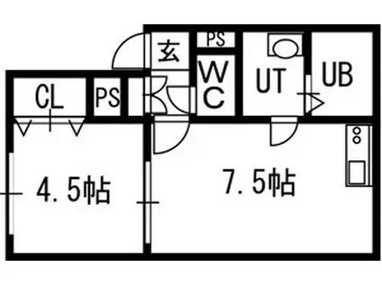 SKY26(1DK/1階)の間取り写真