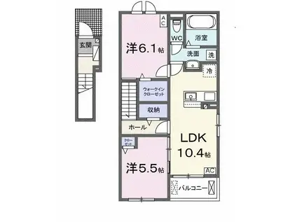ル シエルB(2LDK/2階)の間取り写真